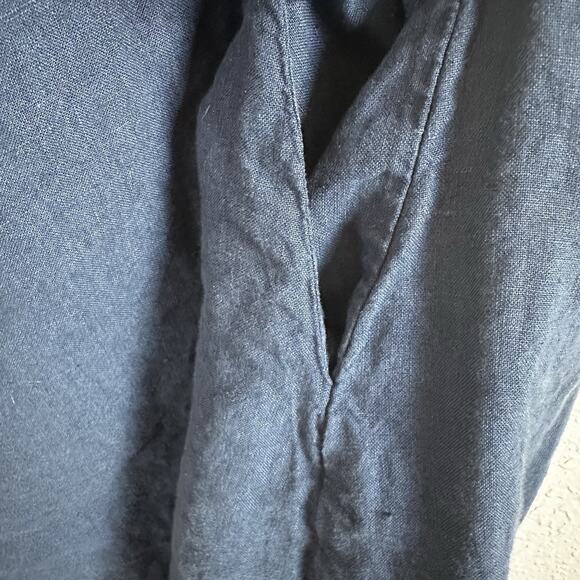 Match Point Dress Navy 100% linen M boho lagenlook Coastal USA Classic Beach‎ - Picture 6 of 9